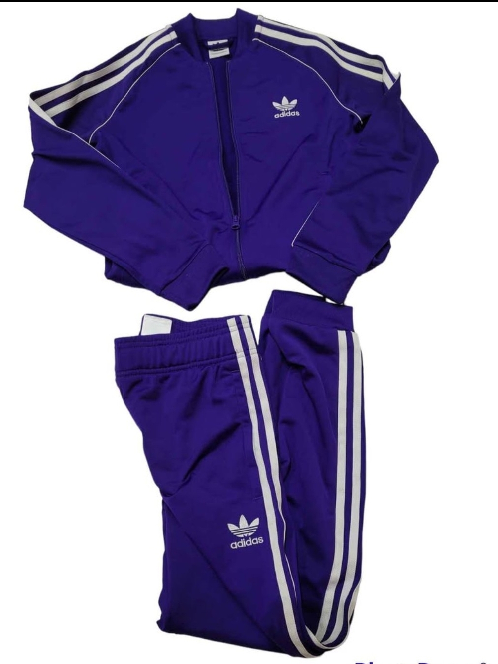 Youth Adidas Purple 3-Stripe Track Jacket & Pants Set